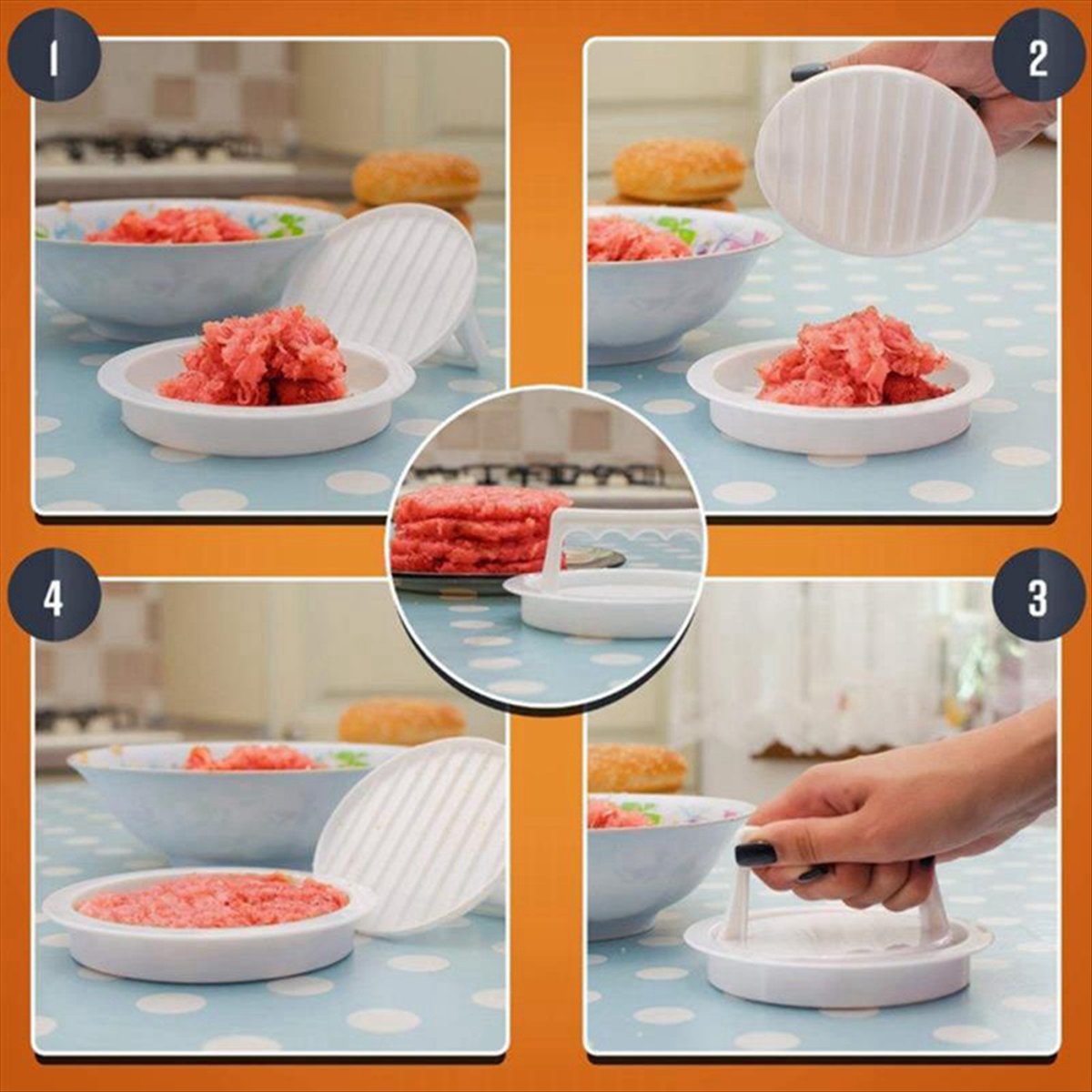 ●Kitchen Hamburger Meat Beef M - đánh giá và giá Meat Patty Maker Press Manual